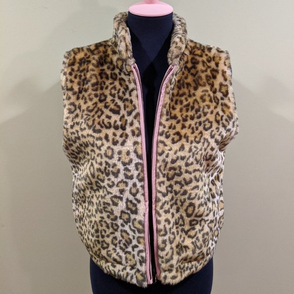 Reversible Pink and Cheetah Print Fur Vest - Picture 1 of 7